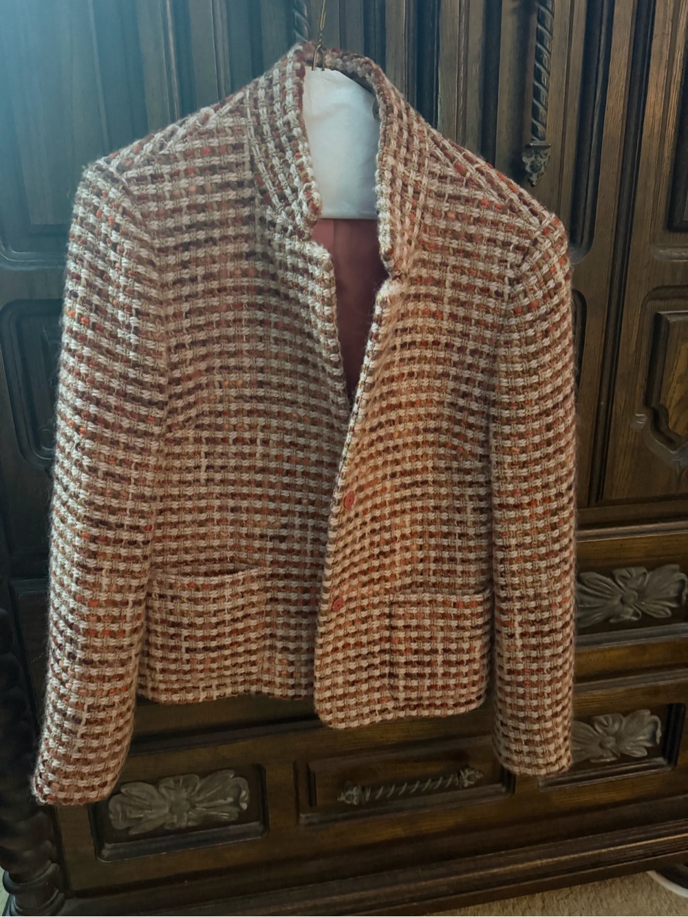 Talbots Rust and Cream Tweed Boxy Blazer